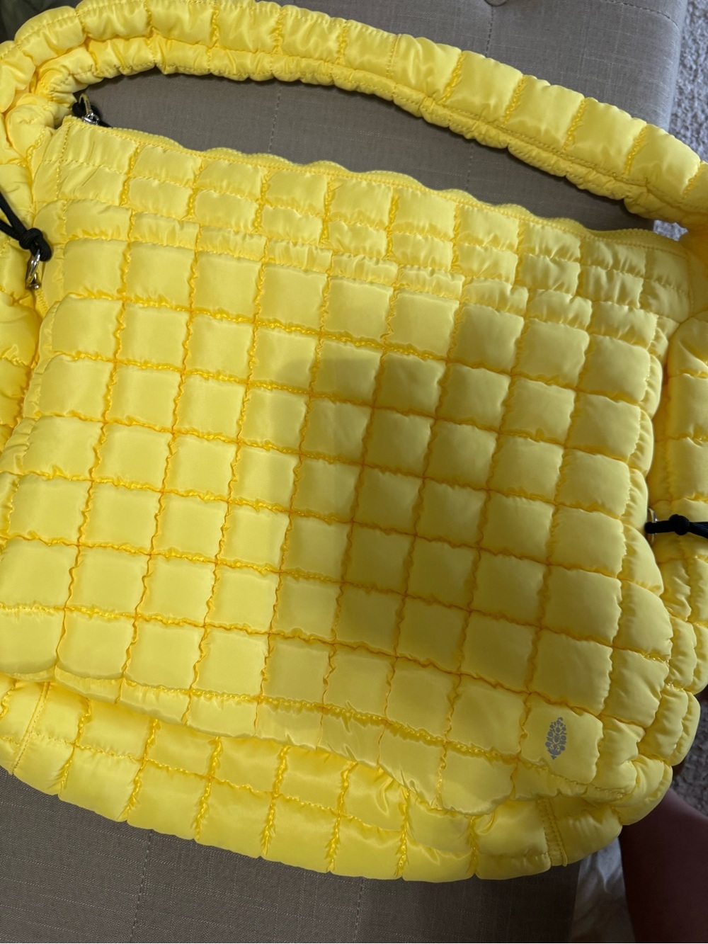 Quilted Puffy Yellow Shoulder Bag